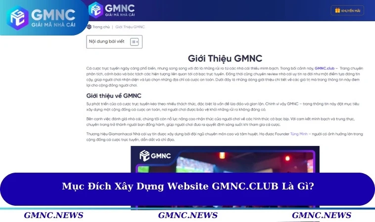 Mục đích xây dựng website GMNC VIP là gì?